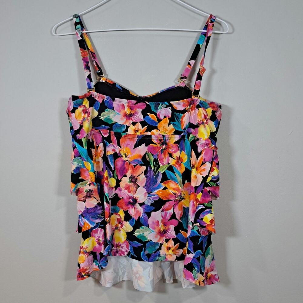 Leilani Women's Summer Floral Tiered Swim Top Size 12 - Picture 2 of 5